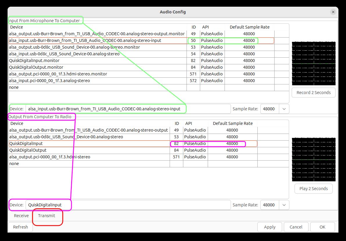 FreeDV Configure Tx